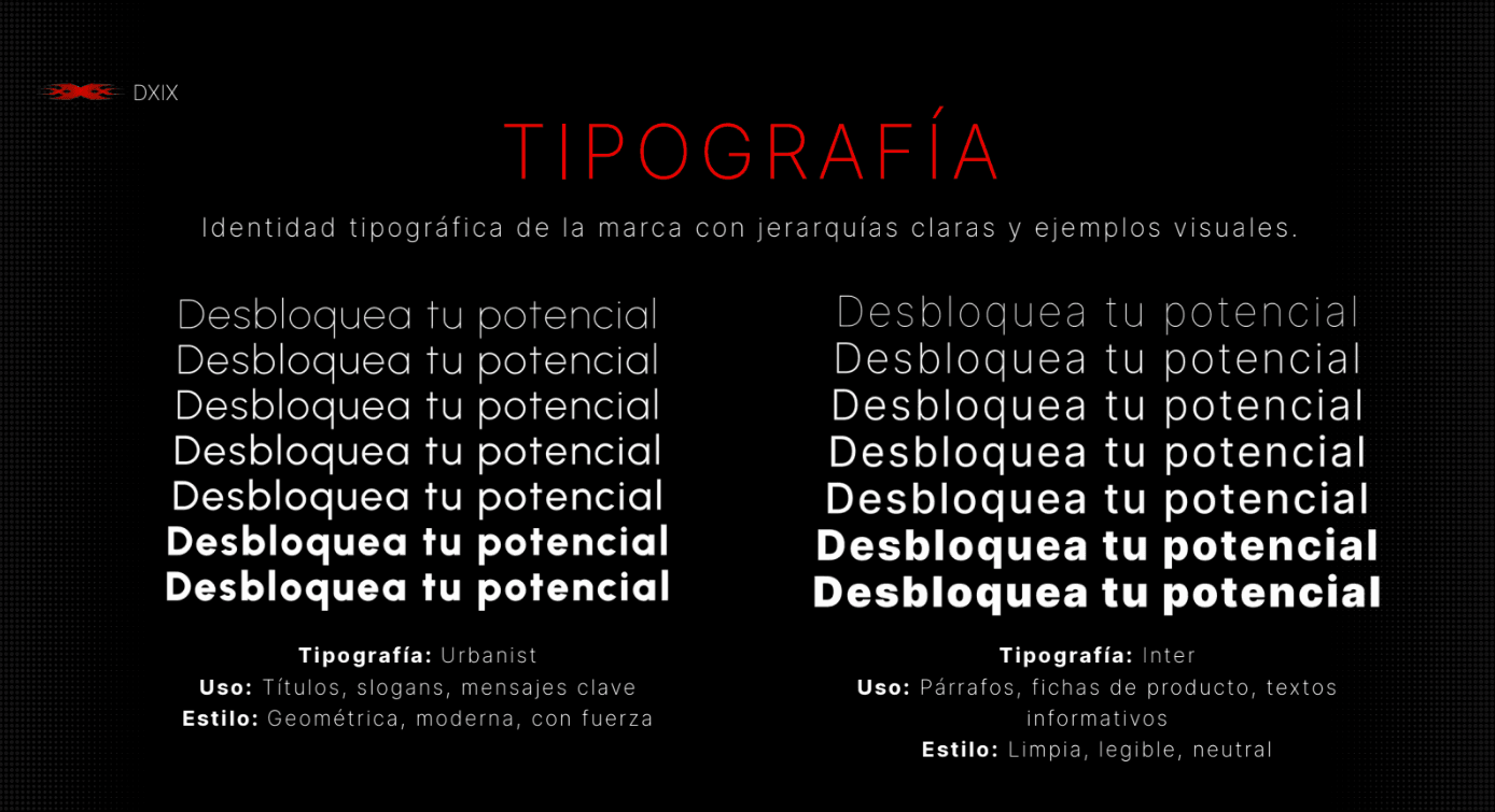 Tipografías definidas para la identidad de DXIX
